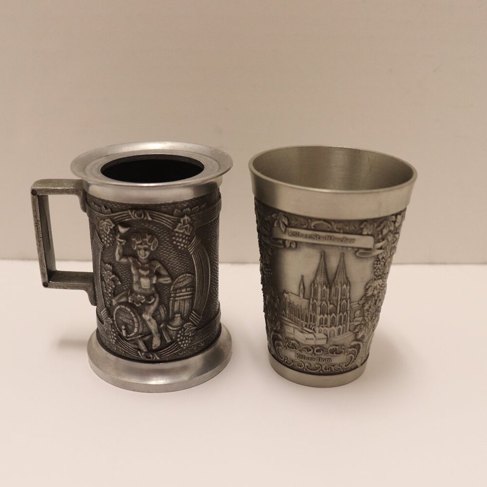 A Small Pewter Collatable Wine Cup by German Zinn Becker and a Bonus Pewter Cup